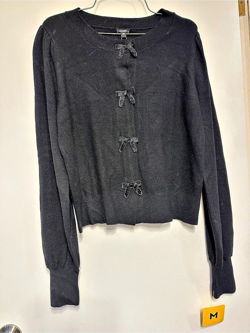 Express Bow Cardigan Black Medium